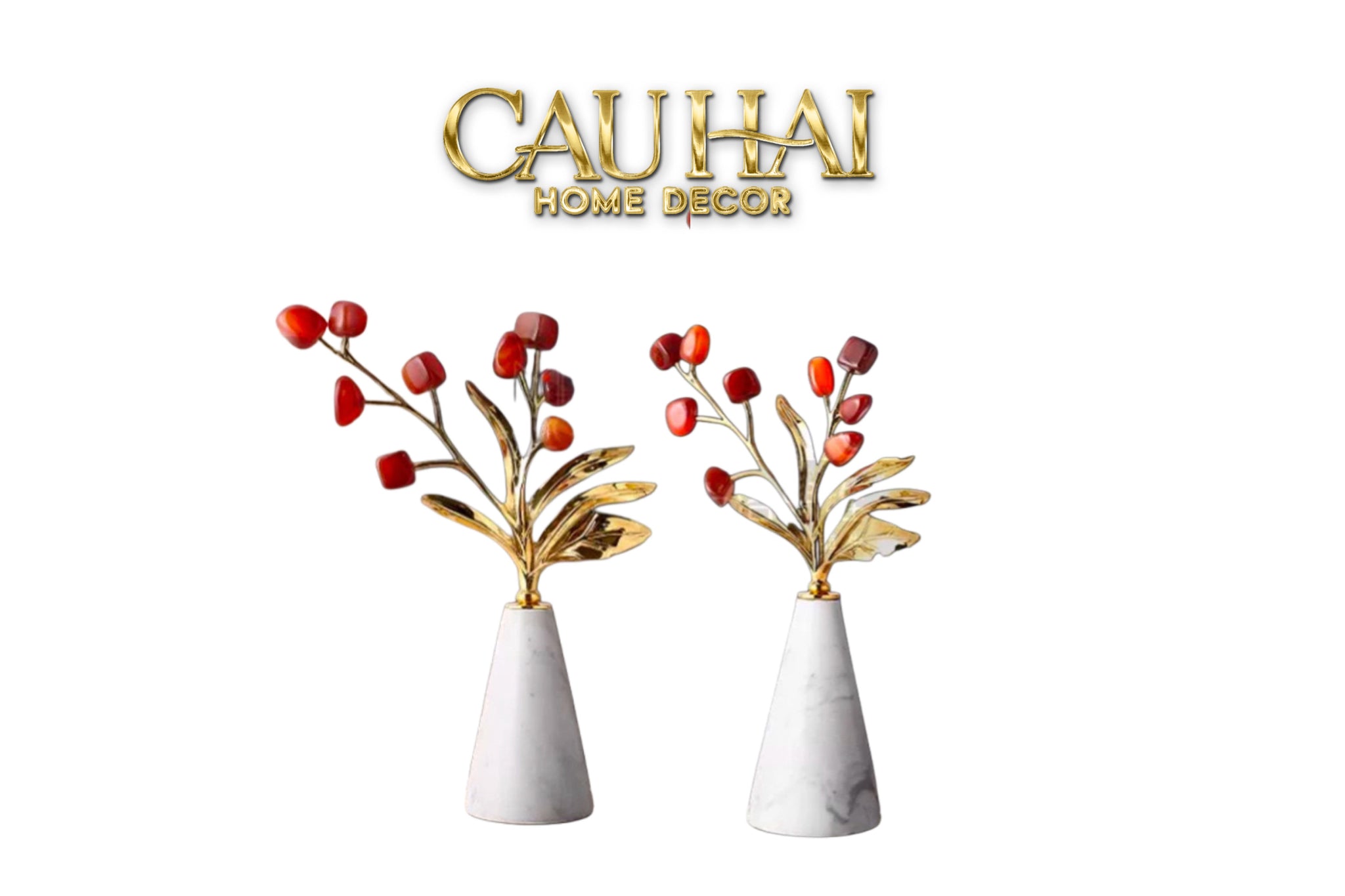 HOME COUTURE - SET TƯỢNG HỒNG NGỌC TUỶ CARNELIAN AGATE BLOOM H37 H30
