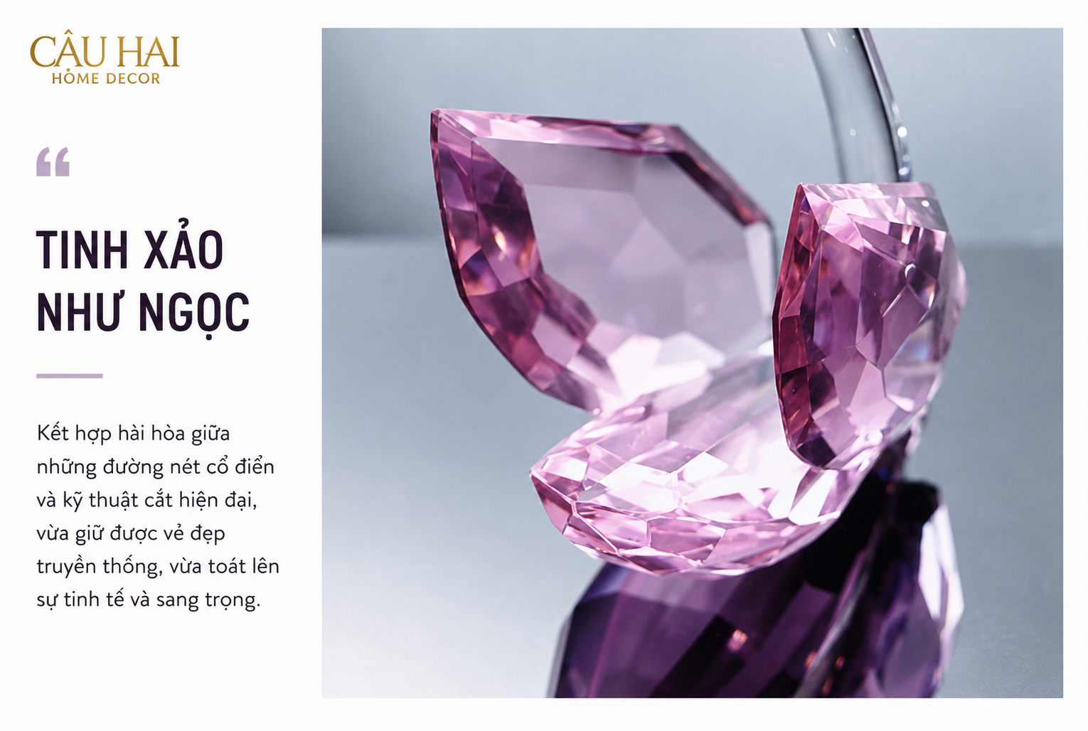 Set 2 Tượng Thiên Nga Pha Lê Trang Trí Crystal Swan Étreinte Rosé 2pcs