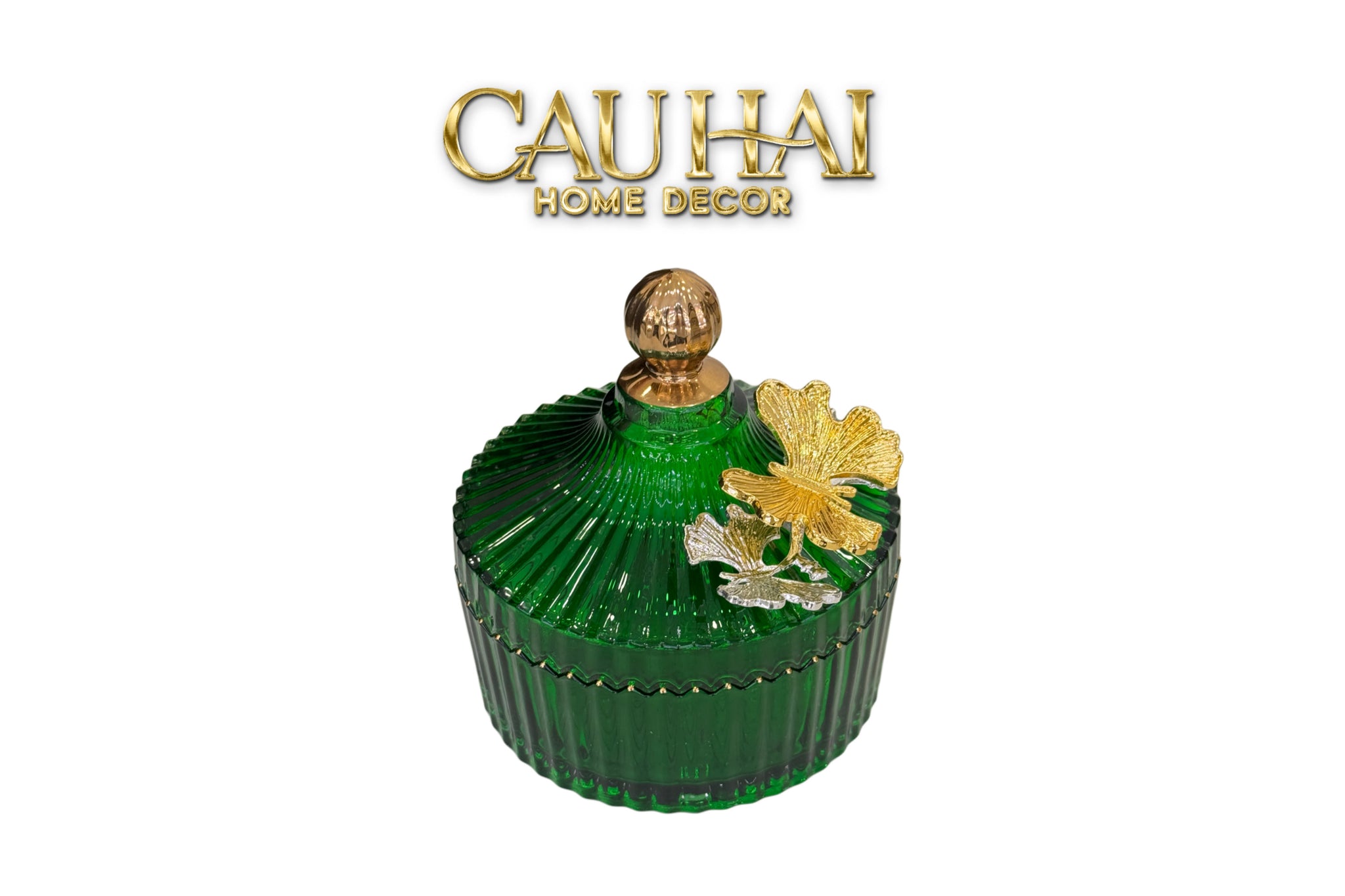Maison Couture - Lọ Kẹo Thuỷ Tinh Papillon Émeraude Royale