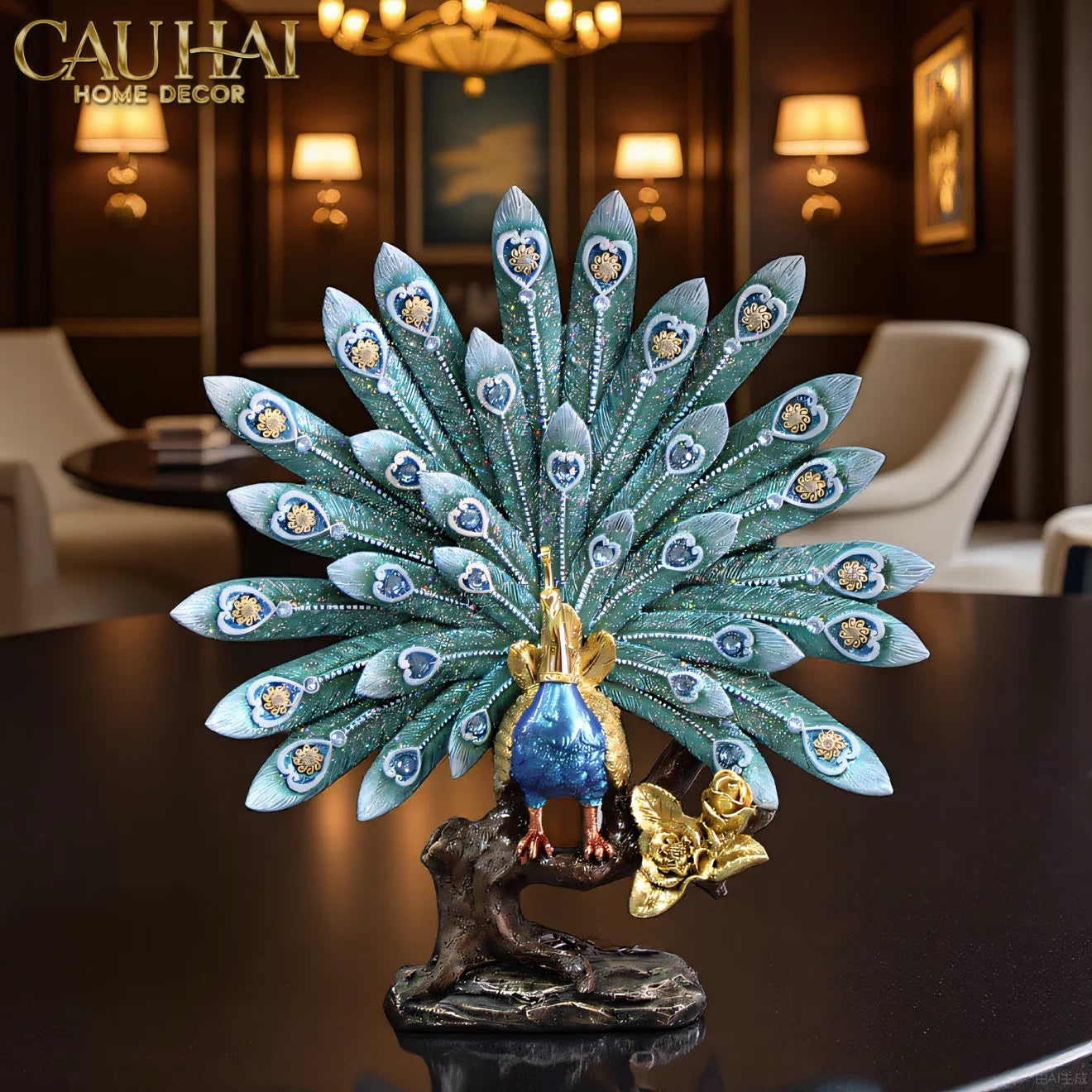 HOME COUTURE - TƯỢNG KHỔNG TƯỚC ROYAL PLUMAGE - EMPRESS FAN-CẬU HAI HOME DECOR