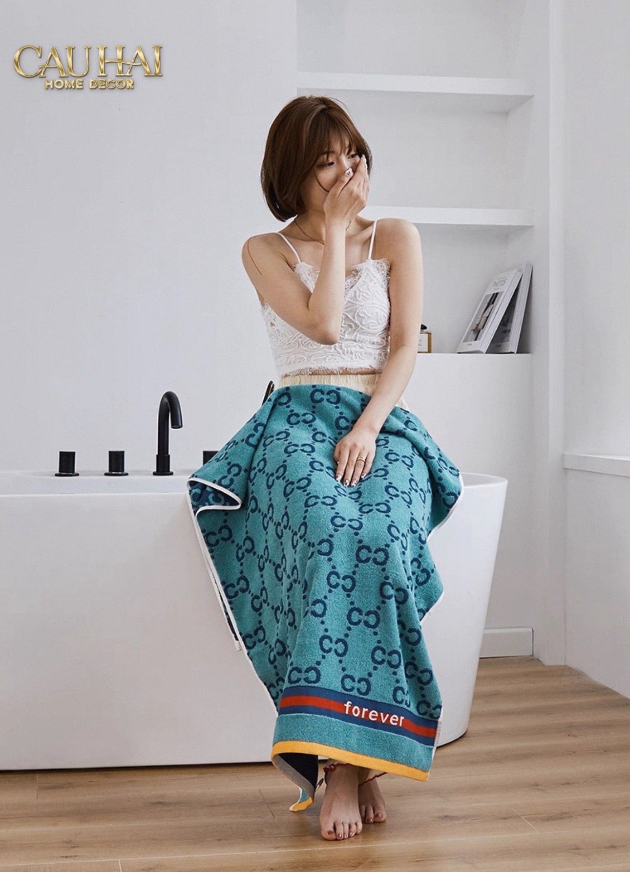 KHĂN TẮM 70x140 VERTE - COBALT NAVY GG BATH TOWEL-CẬU HAI HOME DECOR