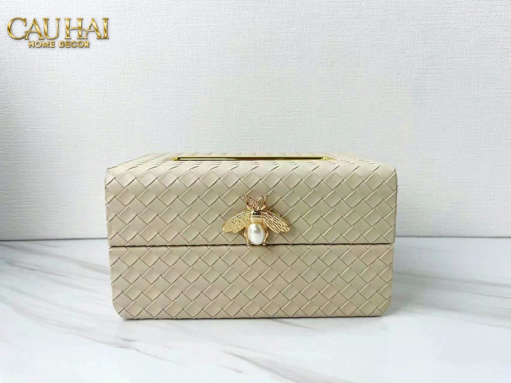 HỘP KHĂN GIẤY DA ĐAN WOVEN VERMOUTH-CẬU HAI HOME DECOR