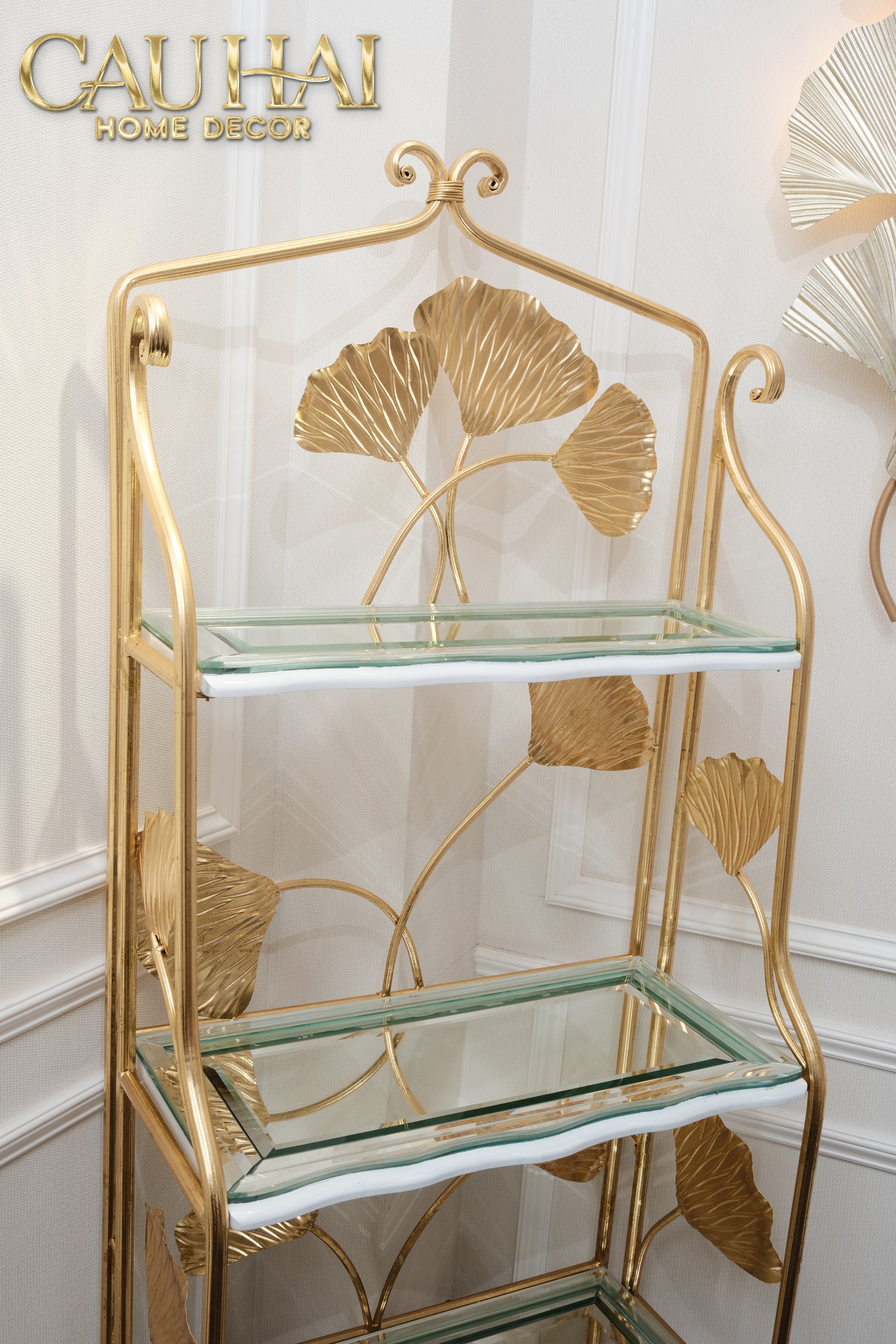 Maison Couture - Kệ Trưng Bày Lá Ngân Hạnh 4 Tầng Ginkgo Royale Étagère 14K Mirror-KỆ TRANG TRÍ-CẬU HAI HOME DECOR