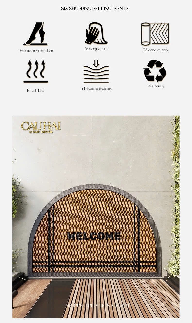 Thảm Ngăn Bụi 50X80 Brun Demi Lune Bienvenue-CẬU HAI HOME DECOR