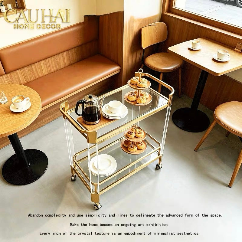 Maison Couture - Xe Đẩy Quầy Bar / Bar Cart Christian Trolley Acrylic Modernist D'Or