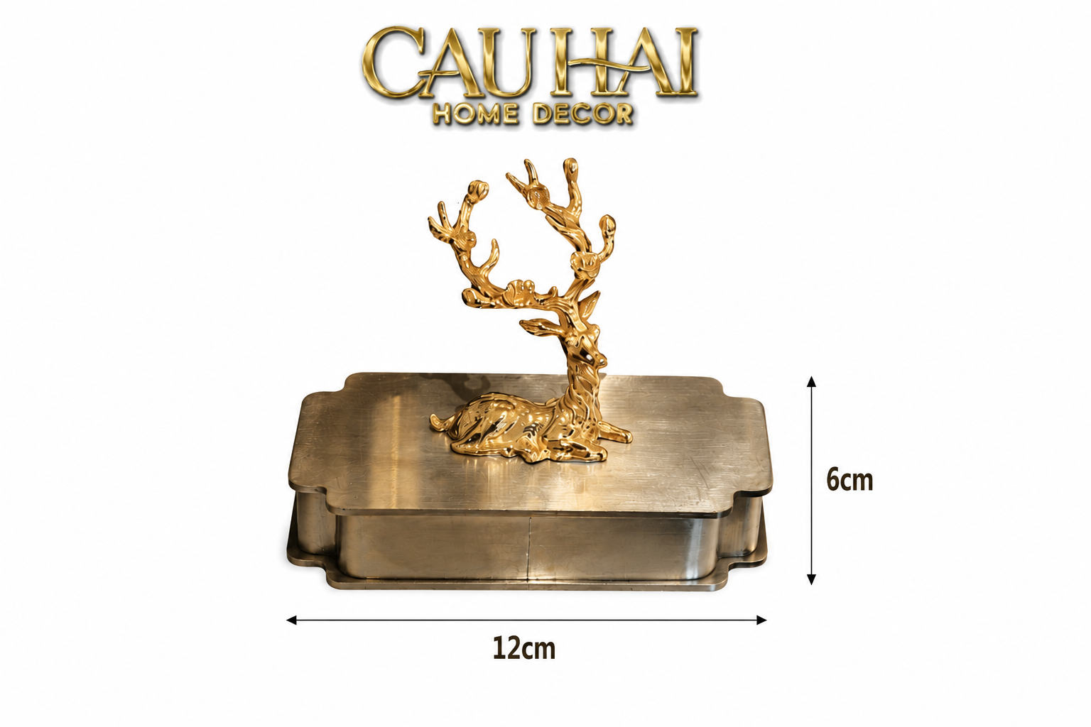 Hộp Tăm Bông Inox Laying Alley Cerf Héritage D'Or Toothpick Holder 6x12