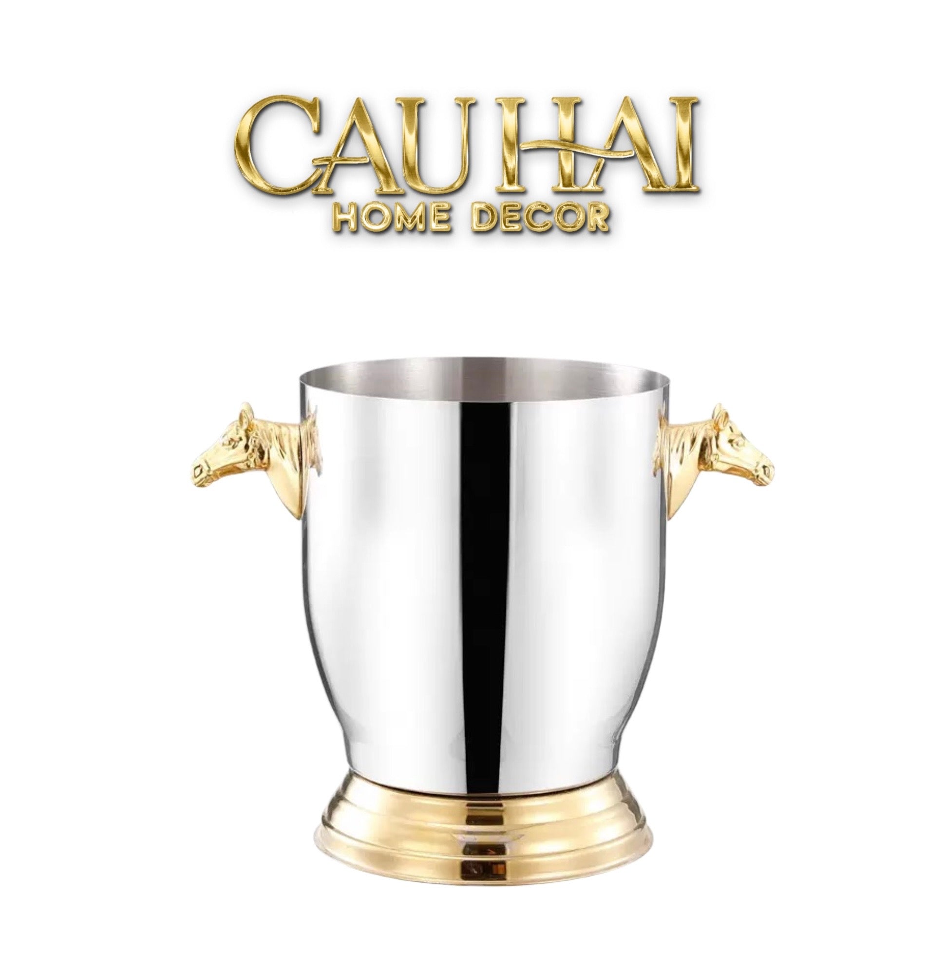 Maison Couture - Xô Đá Ướp Vang Stainless Steel Golden Horse Équestre Ice Bucket 6L 18x24