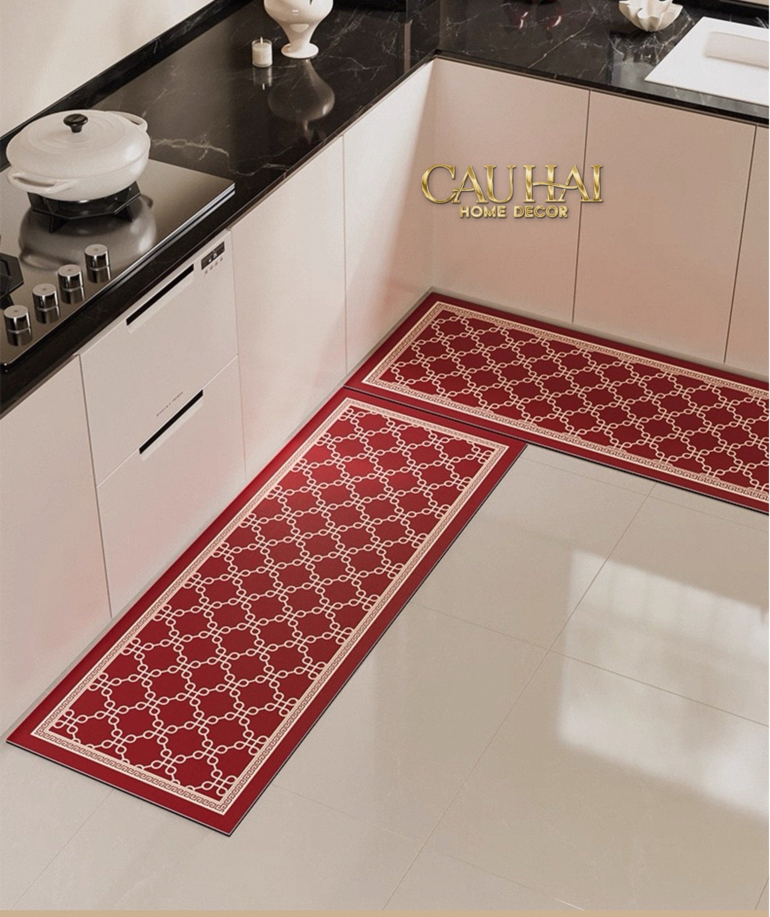 Set Thảm Bếp MicroFiber Gen8 45x75/150 Crimson Rouge Avalon Trellis