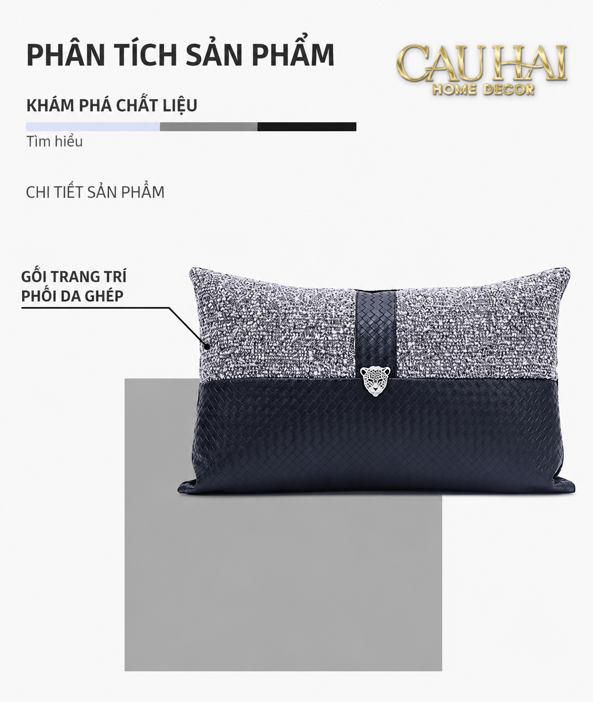 Gối Tweed Leather Midnight Sentinel Panther 30X50