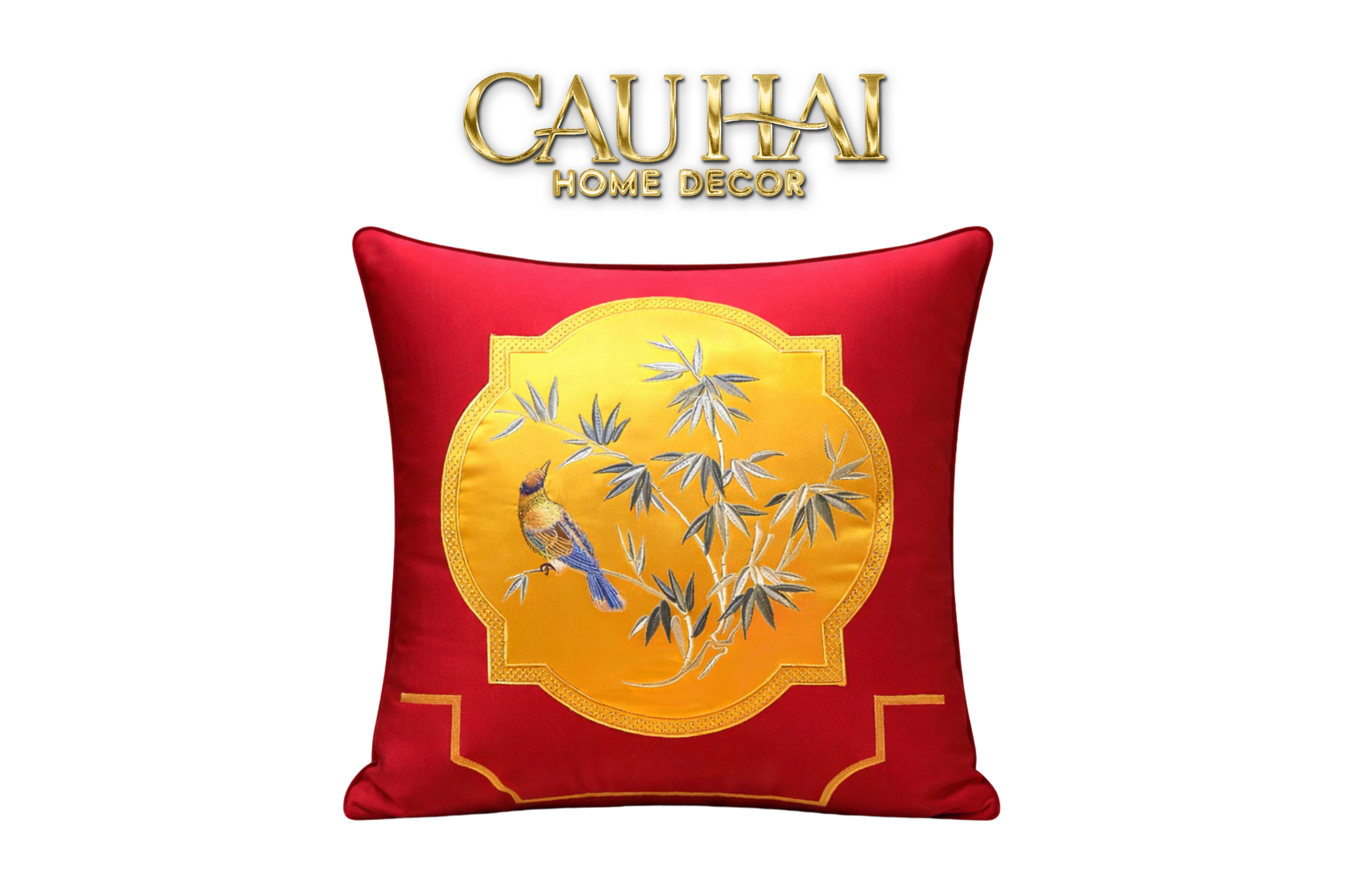 Tết Couture - Vỏ Gối Lụa Thêu Hỷ Trúc Đình 45