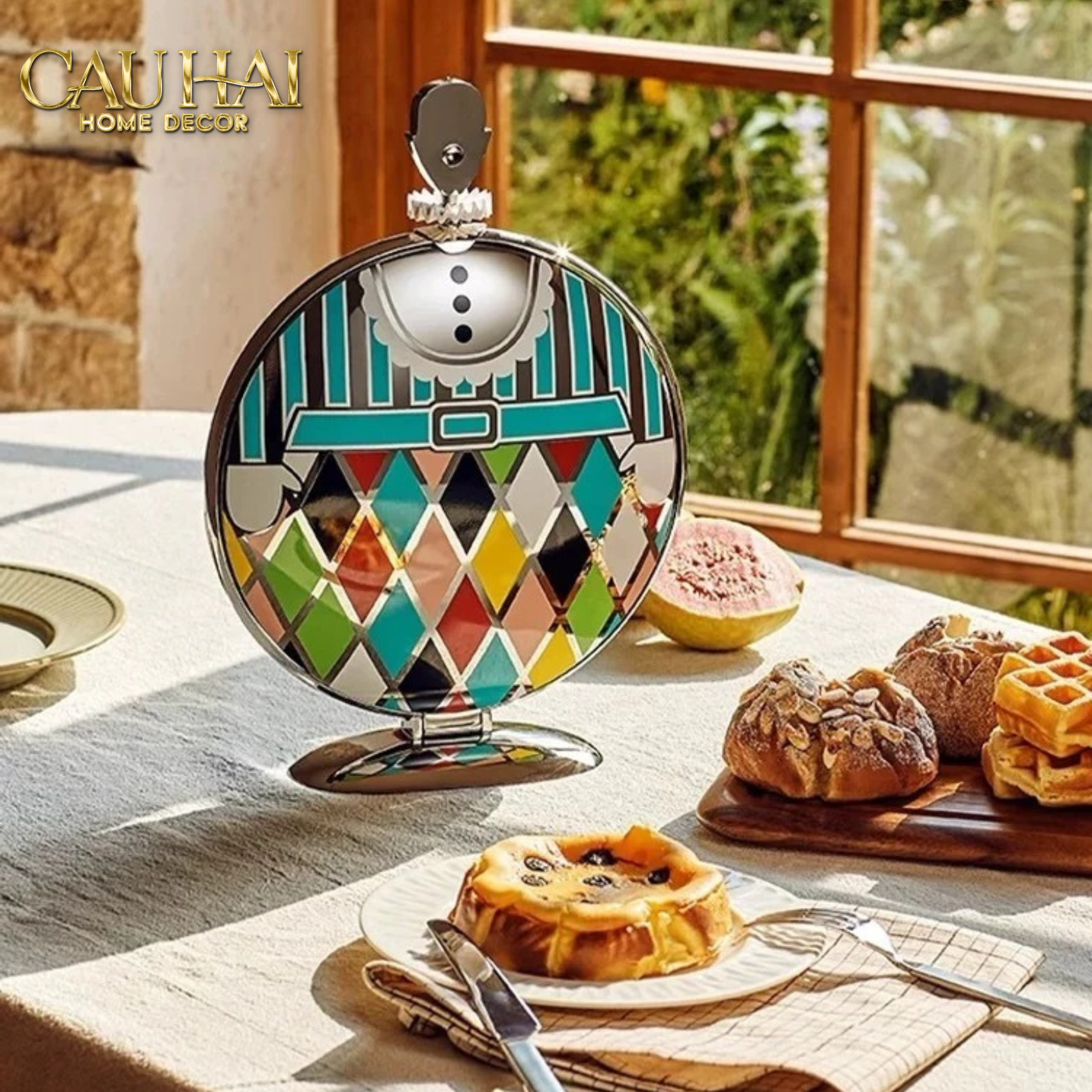 KHAY FRUIT & DESSERT ÉTAGÈRE HARLEQUIN LMT – CRYSTAL STEEL TRAY-CẬU HAI HOME DECOR