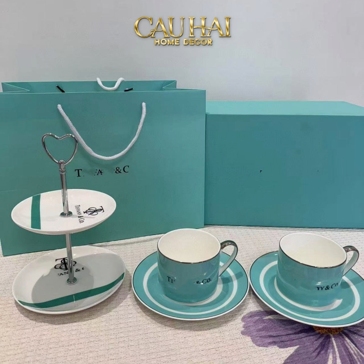 Maison Couture -  Gift Set Trà Chiều British  Heritage Blue Élegance Afternoon Tea Set 5pcs