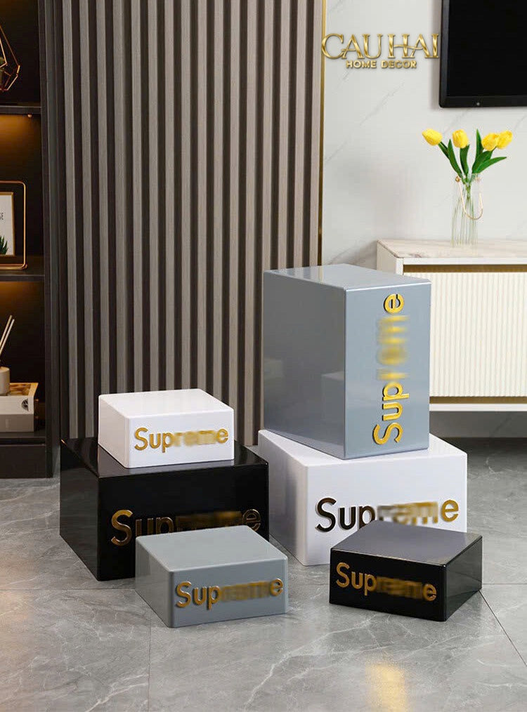 Bục Đôn Gỗ rf  Xtreme Display Base  - Black / White Gallery Block Pedestal