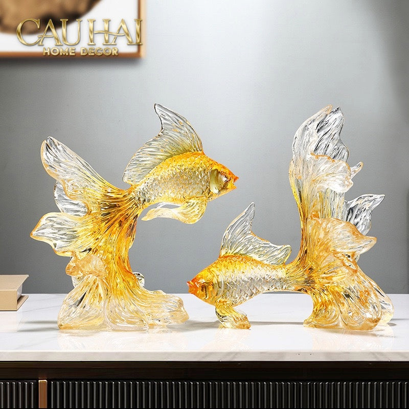 Set 2 Tượng Resin Song Ngư Vượng Phát – Fortune Koi Duo