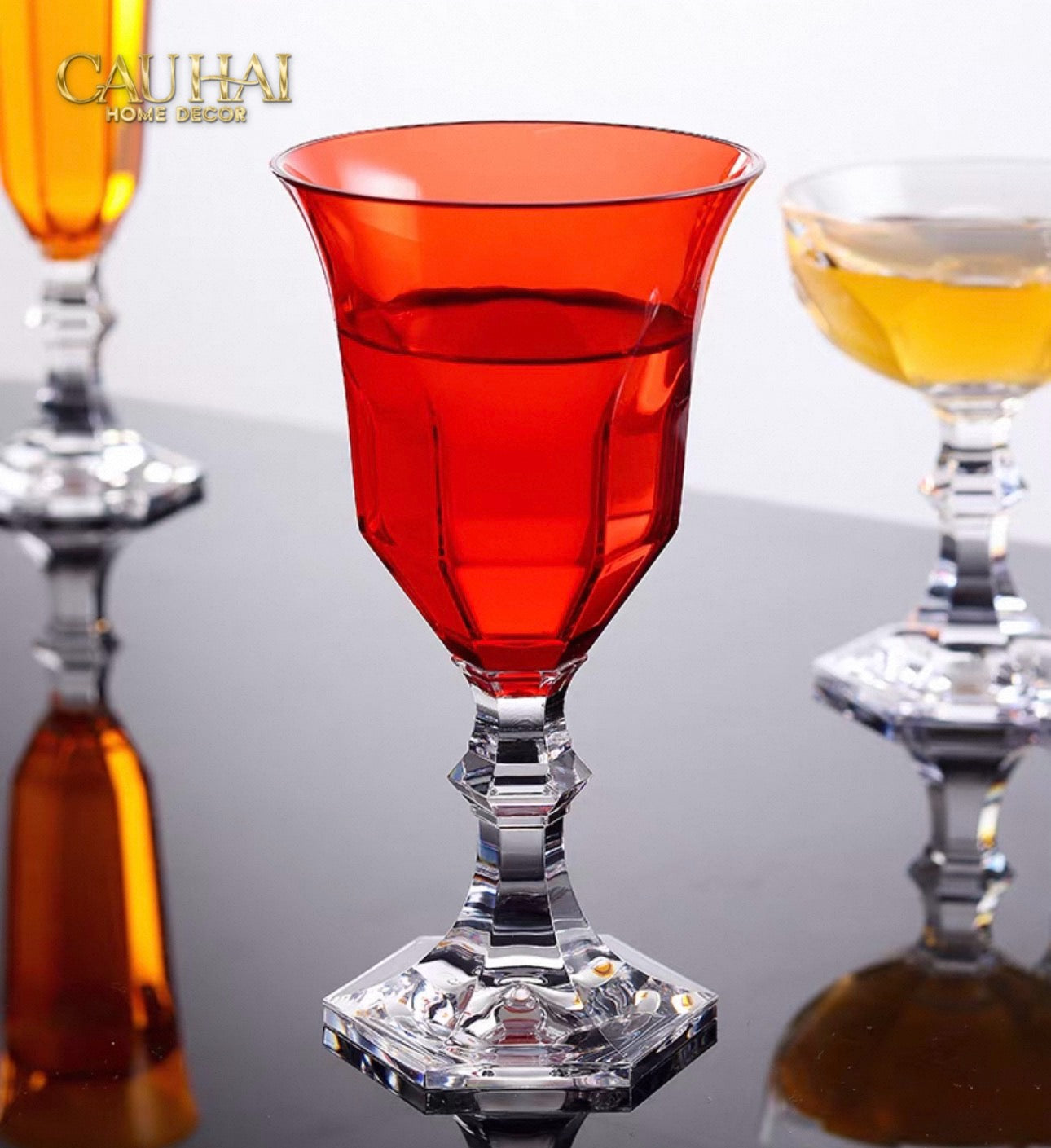Ly Vang PP Acrylic Đỏ Alluriyyll -  PP Acrylic Ruby Rouge Wines Glasses H18.5 270ML