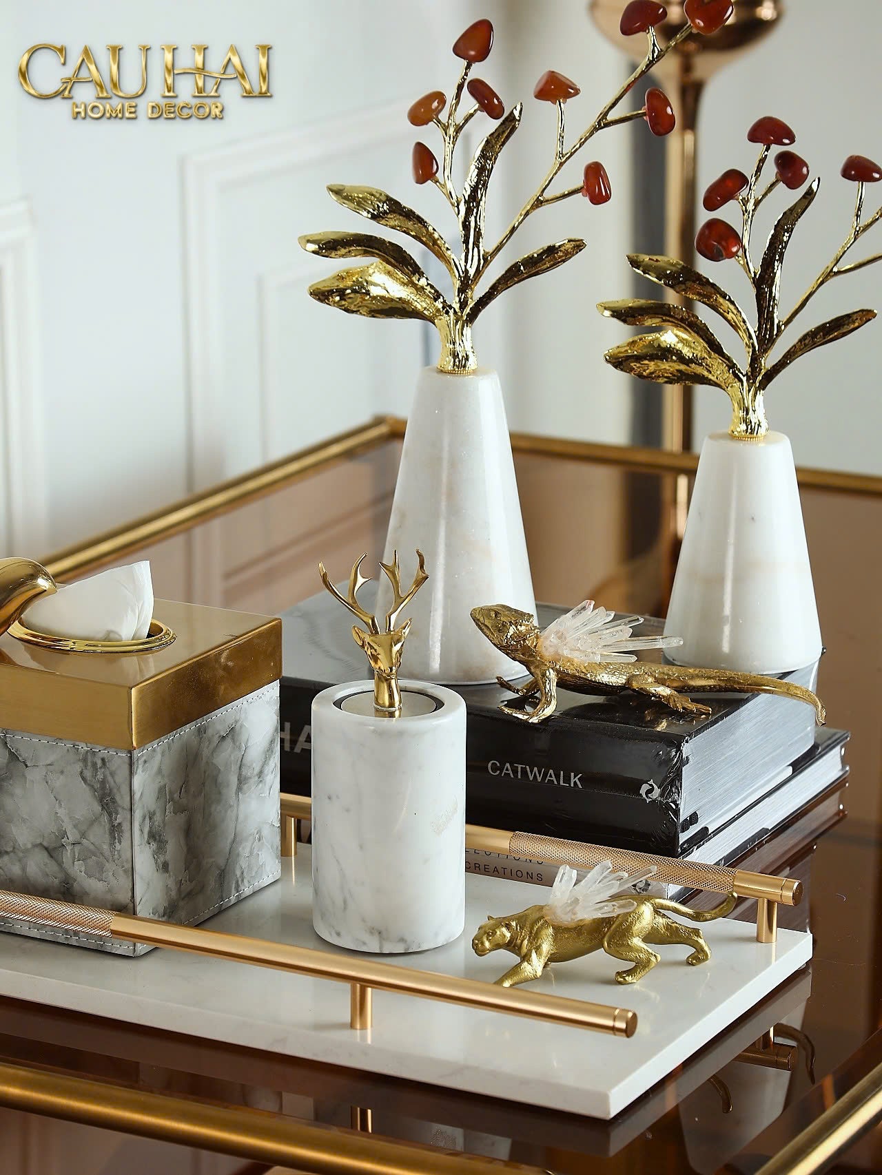 HOME COUTURE - TƯỢNG ĐỒNG TẮC KÈ CELESTIAL CRYSTAL BRASS