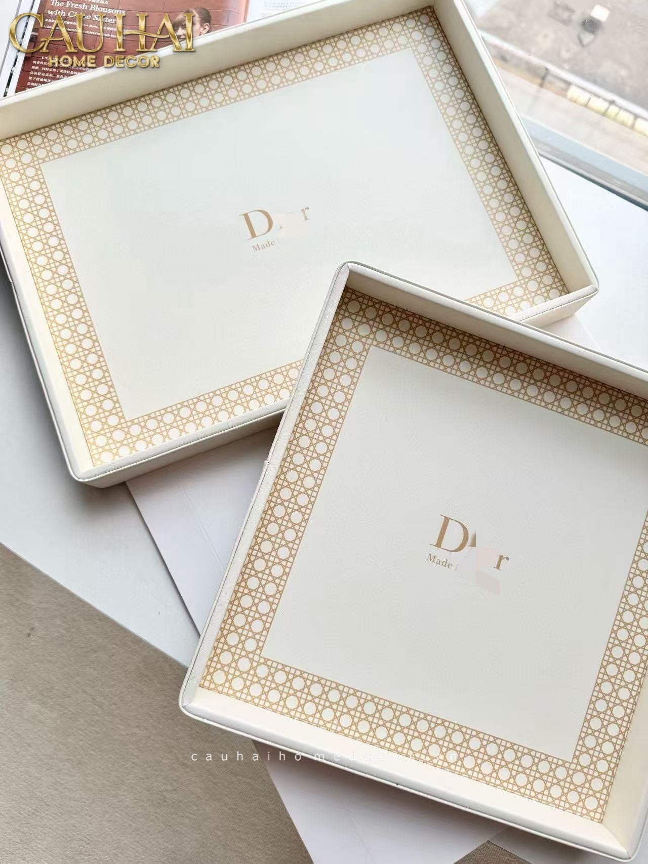 Home Couture - Khay Lux Leather 30X40 D'Ivoire-CẬU HAI HOME DECOR