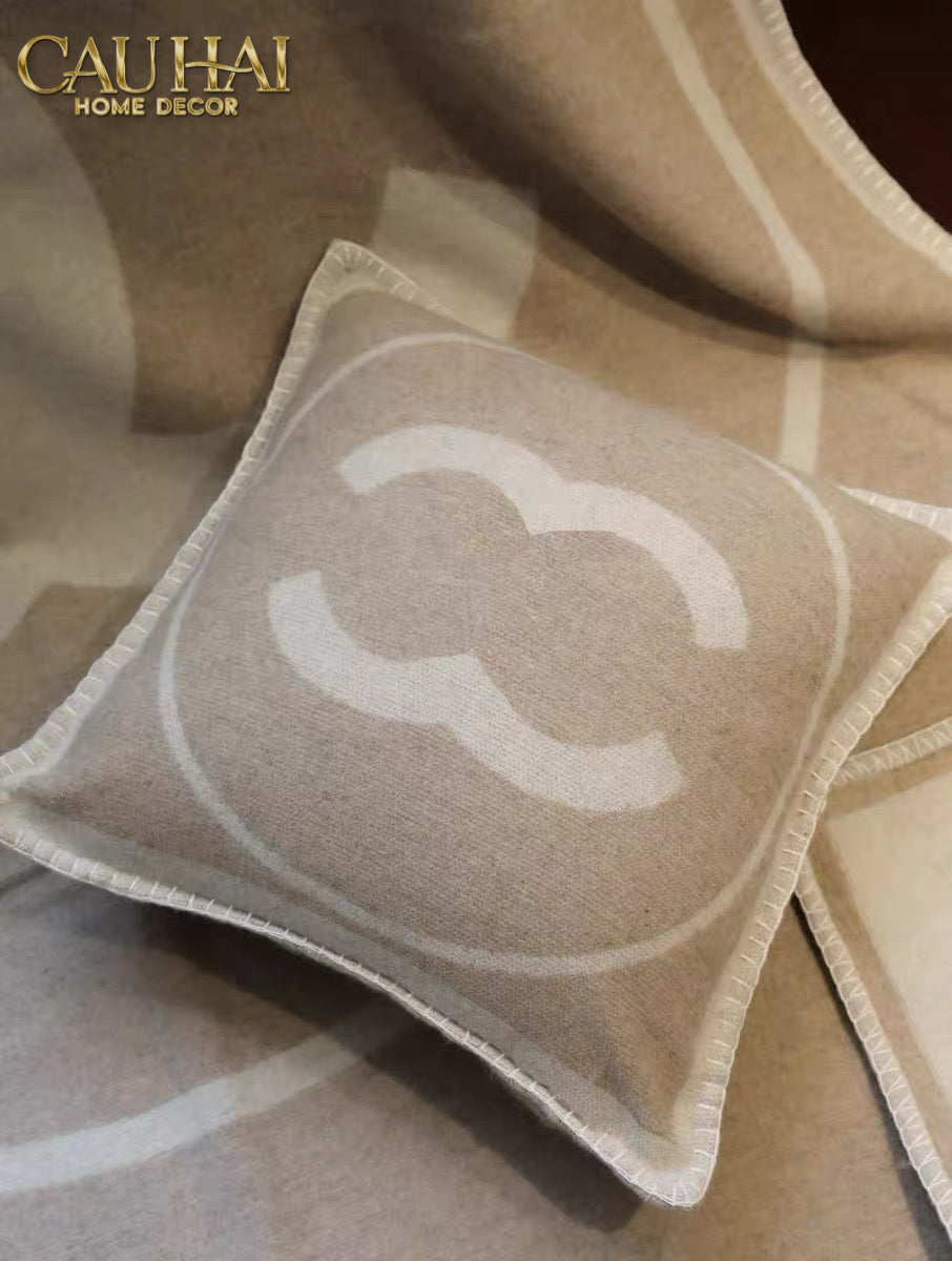 Les Cussins D’Élégance  - Vỏ Gối  Tweed Coco 45 - Beige