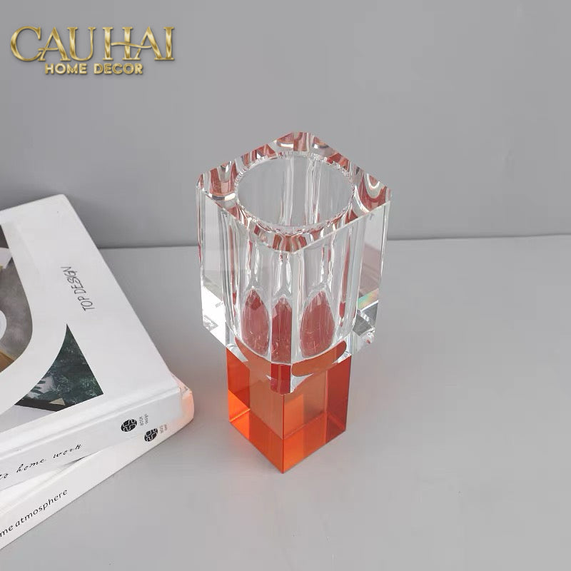 Maison Couture - Bình Hoa Pha Lê Atelier Émeraude Crystal Geometric Vessel 10x19