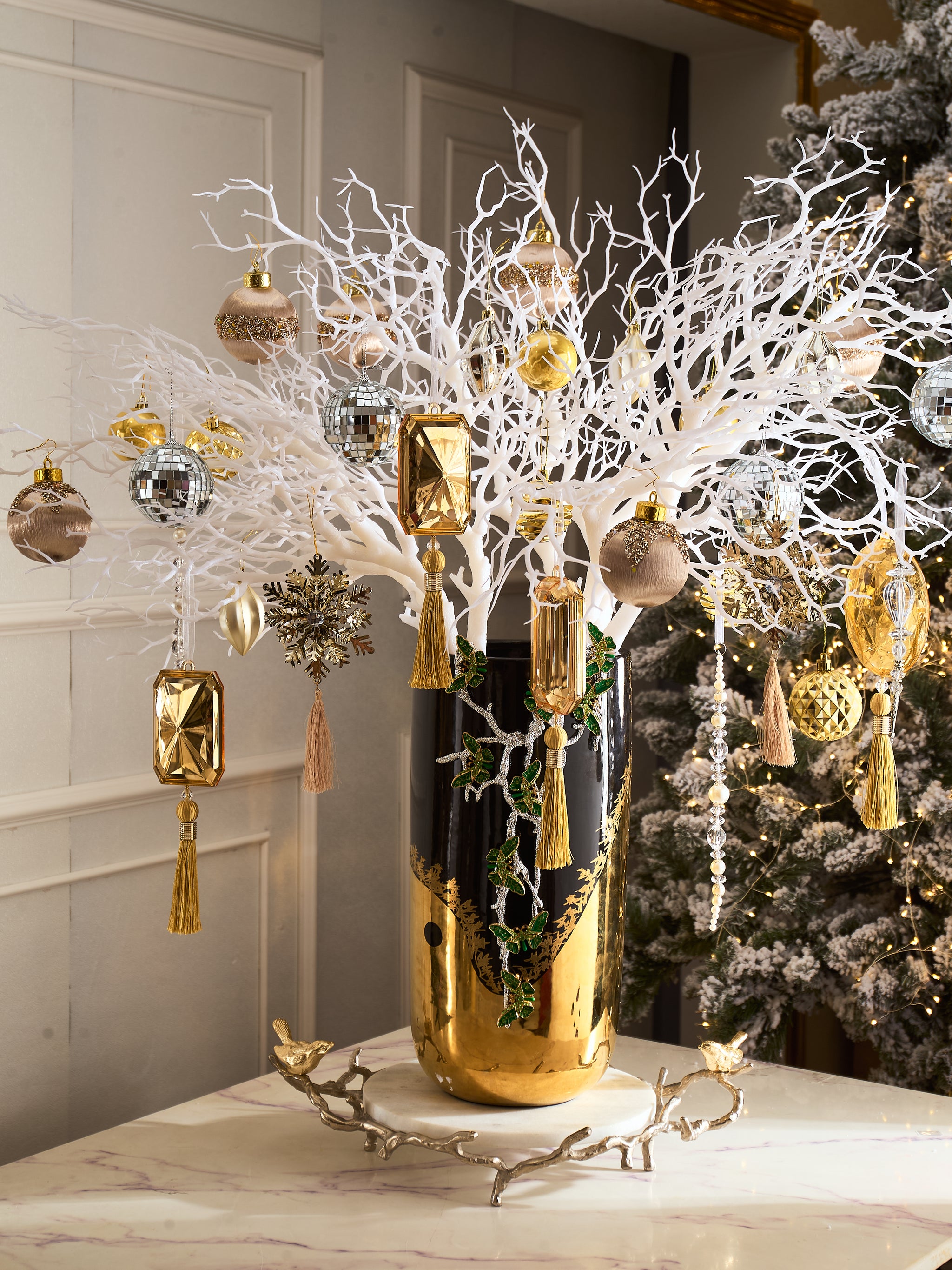 Fêtes Couture – Set Bình Hoa Christmas L’Arbre Noir Doré Vase-CẬU HAI HOME DECOR