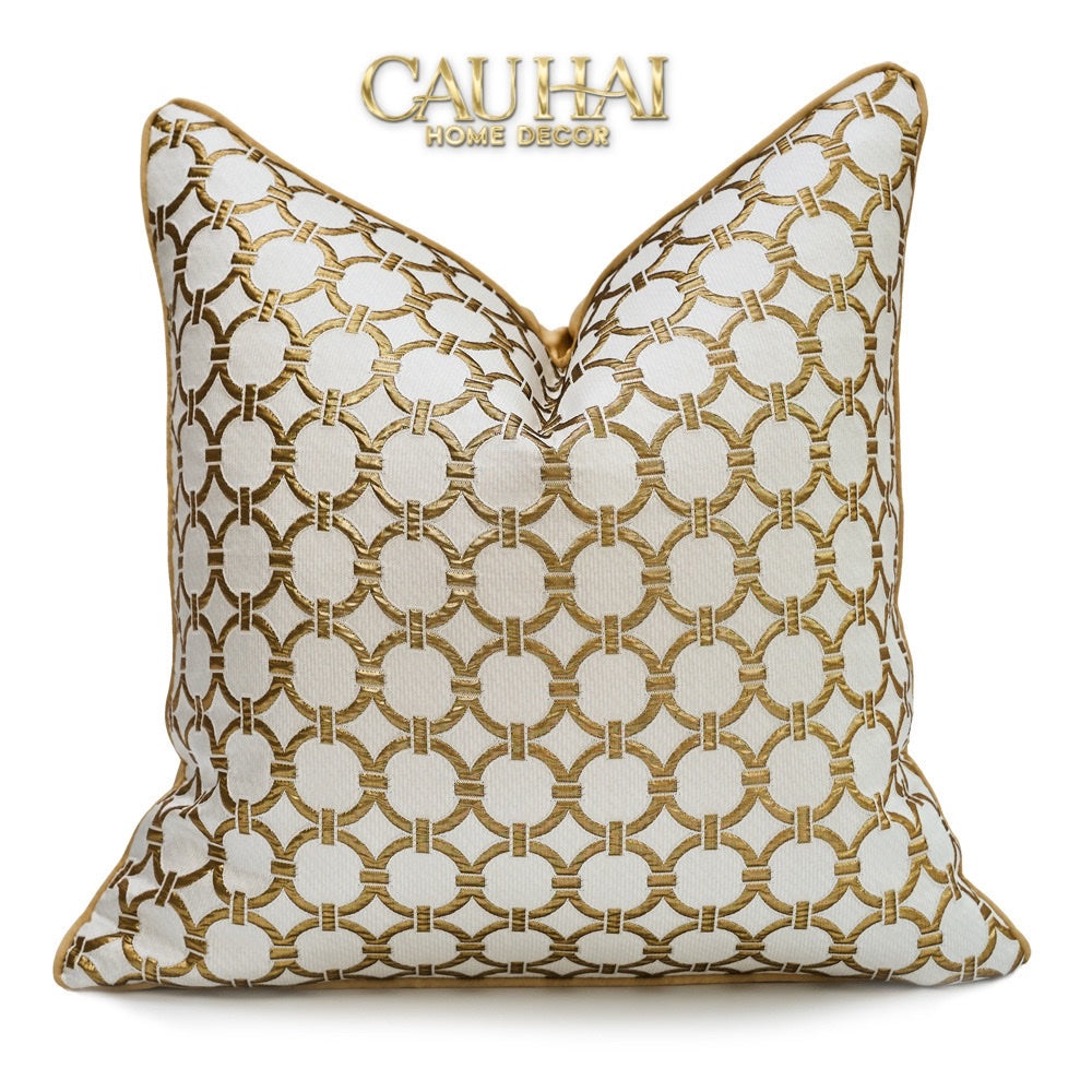 VỎ GỐI LỤA JACQUARD D'Or ORION CHAIN MOTIF