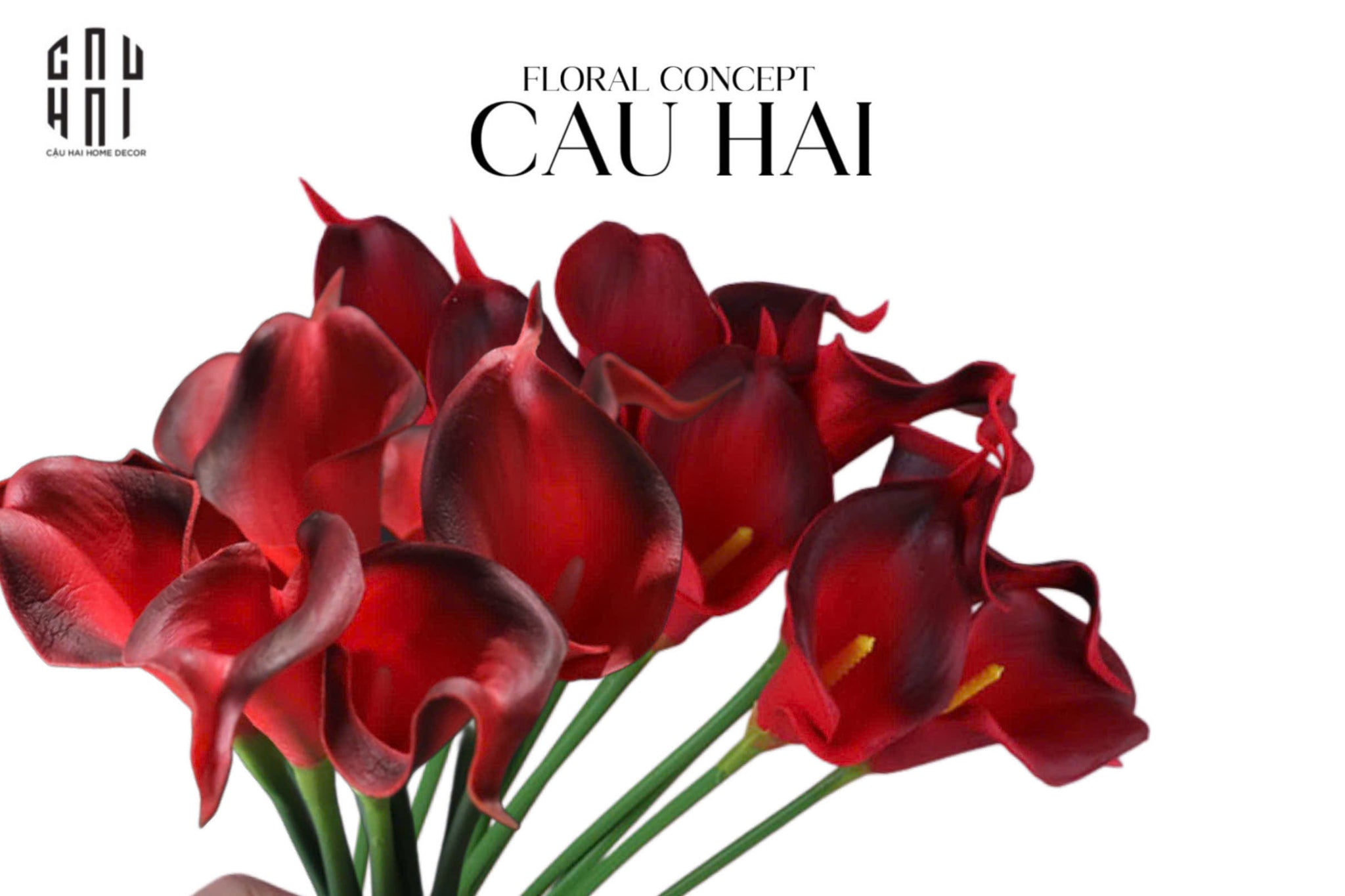 SET 5 CÀNH CALLA LILY FLAME / SKY BLUE-CẬU HAI HOME DECOR