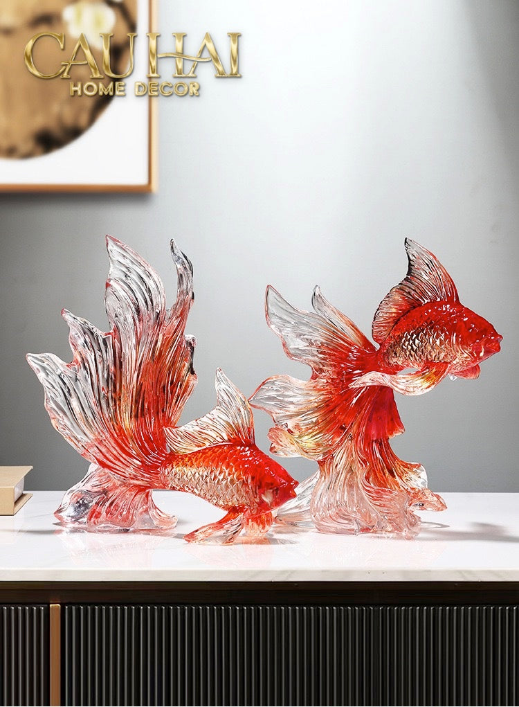 Set Tượng Resin Song Ngư Vượng Phát – Rubis Élégance