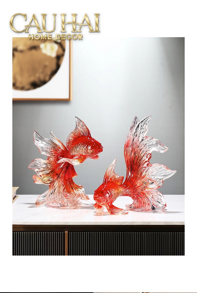 Set 2 Tượng Resin Song Ngư Vượng Phát – Fortune Koi Duo