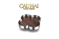 Khay Gỗ Viền Inox Louis Monogram Quatrefoil Heritage