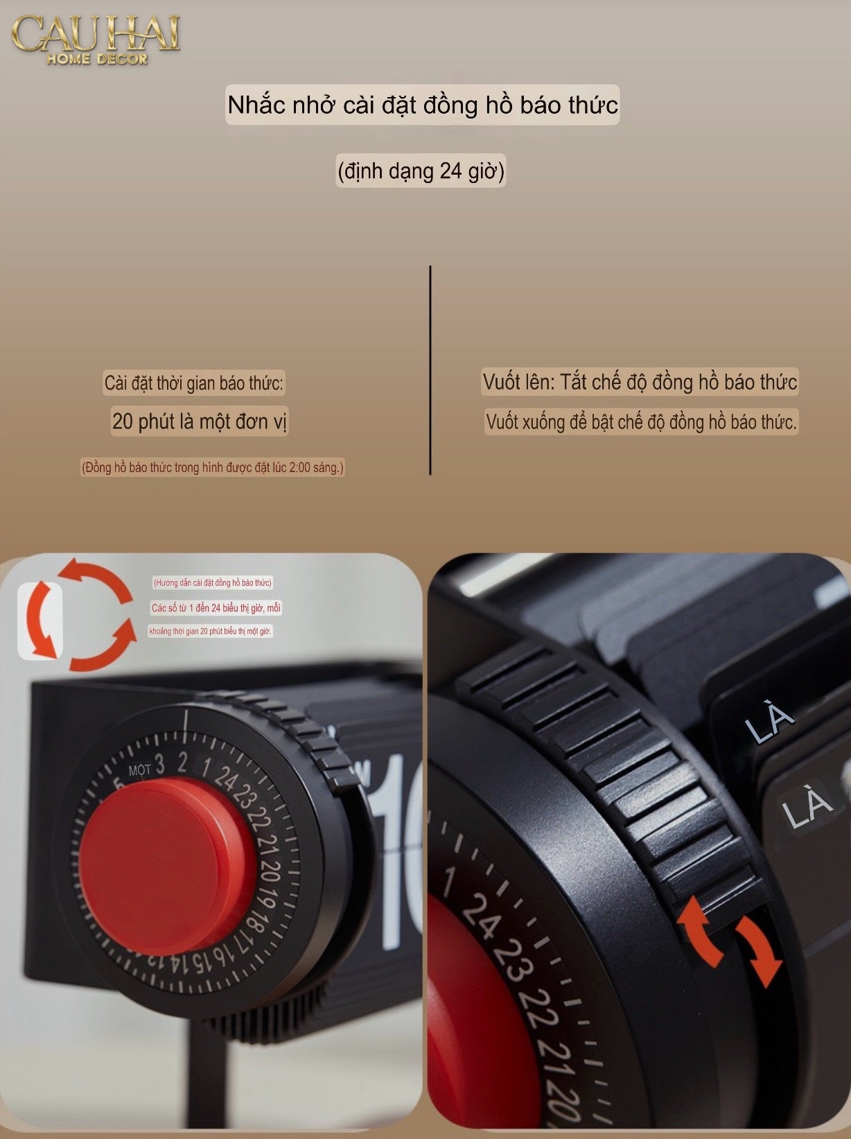 Đồng Hồ Lật Voyage Retro Noir-CẬU HAI HOME DECOR