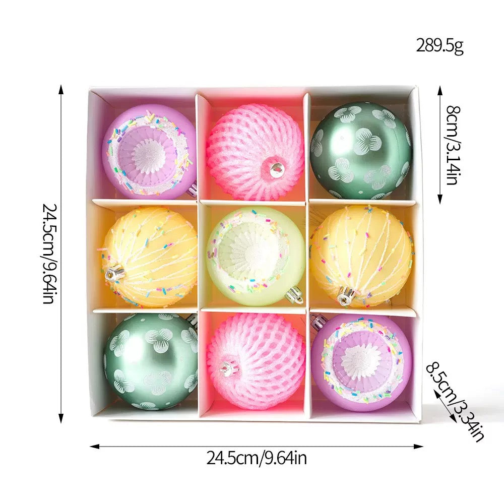 FÊTES COUTURE - SET CHÂU TRANG TRÍ GIÁNG SINH - MACARON BALLS ORNAMENTS