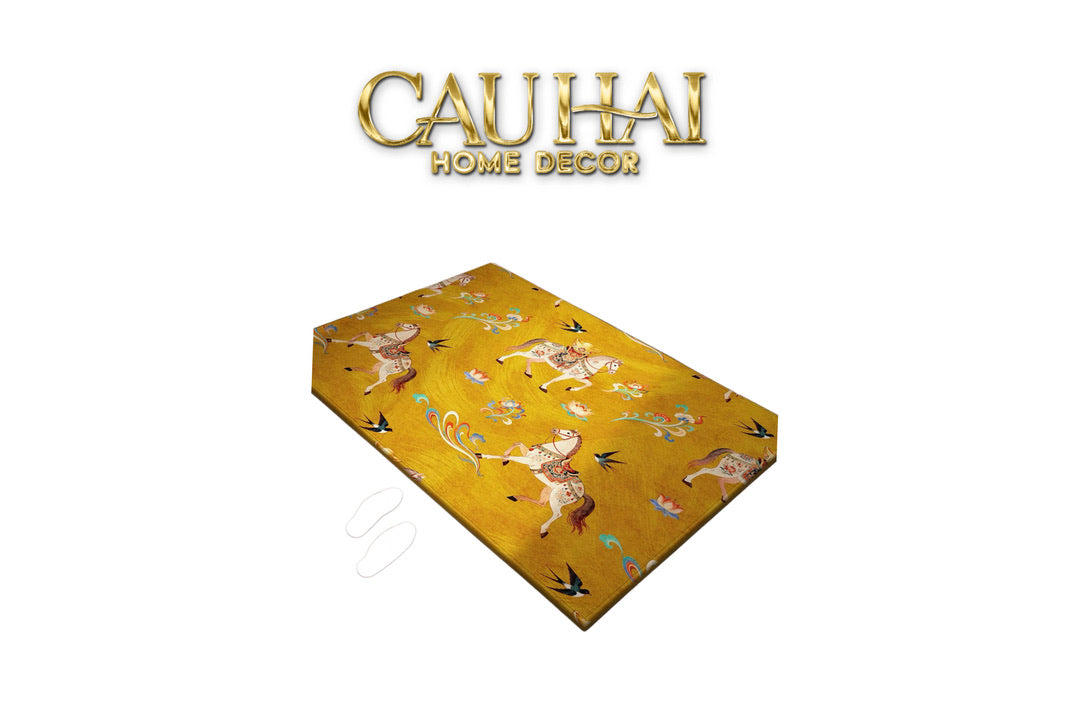 Thảm Cửa Nhung Bỉ 80x100 -  Kim Mã Tam Bảo - Triptyque Fortune Chevaux