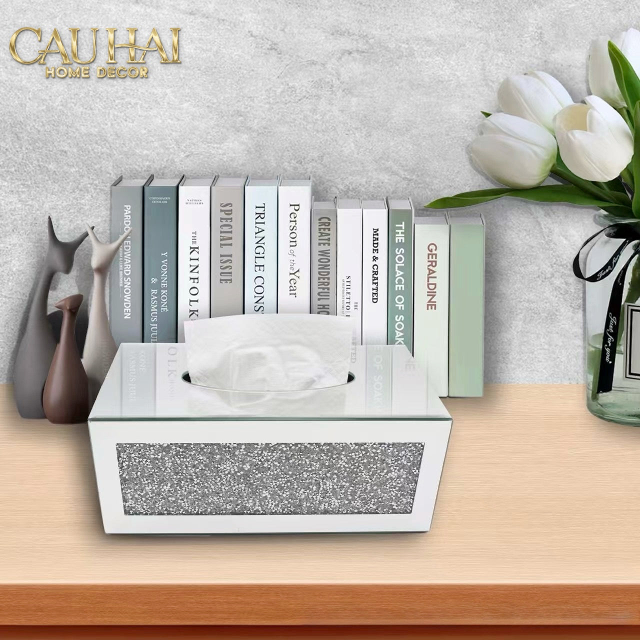 Haute Folie - Hộp Giấy Chữ Nhật Viền Gương Cắt Cạnh — Starlight Mirrored Tissue Box
