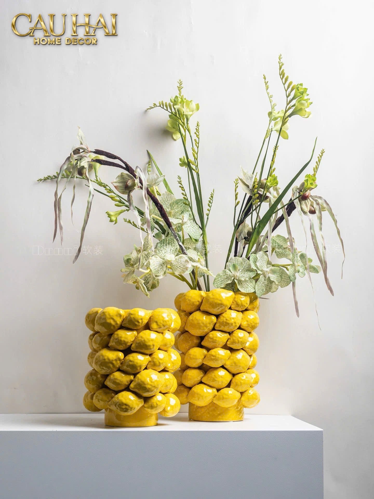 HOME COUTURE - BÌNH HOA CERAMIC CITRON - ÉCLAT JAUNE H25-CẬU HAI HOME DECOR