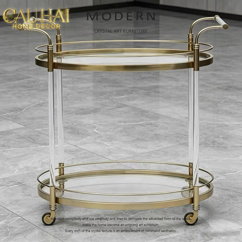 Maison Couture - Xe Đẩy Quầy Bar Cart Golden Lucid Acrylic Lumière Stemware