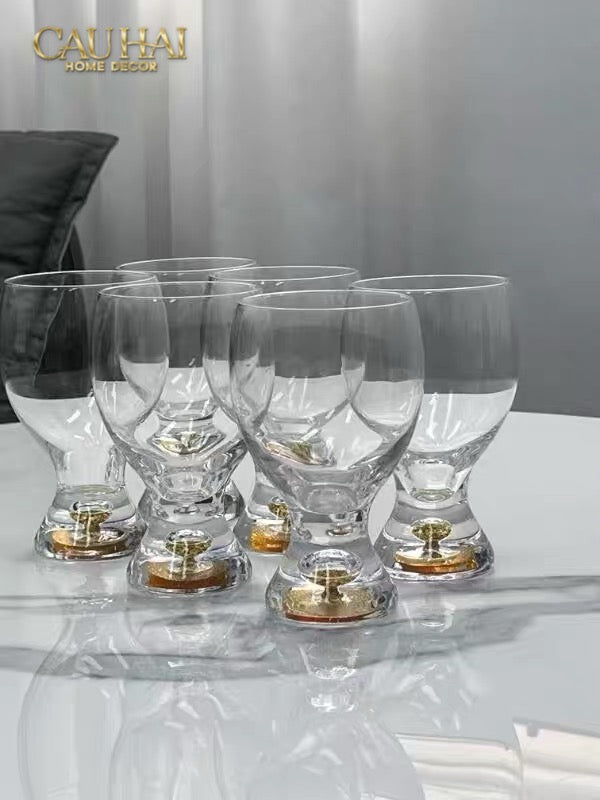 Set 2 Ly Bia Thuỷ Tinh Glacier Golden Diamond Cocktail Glasses  370Ml
