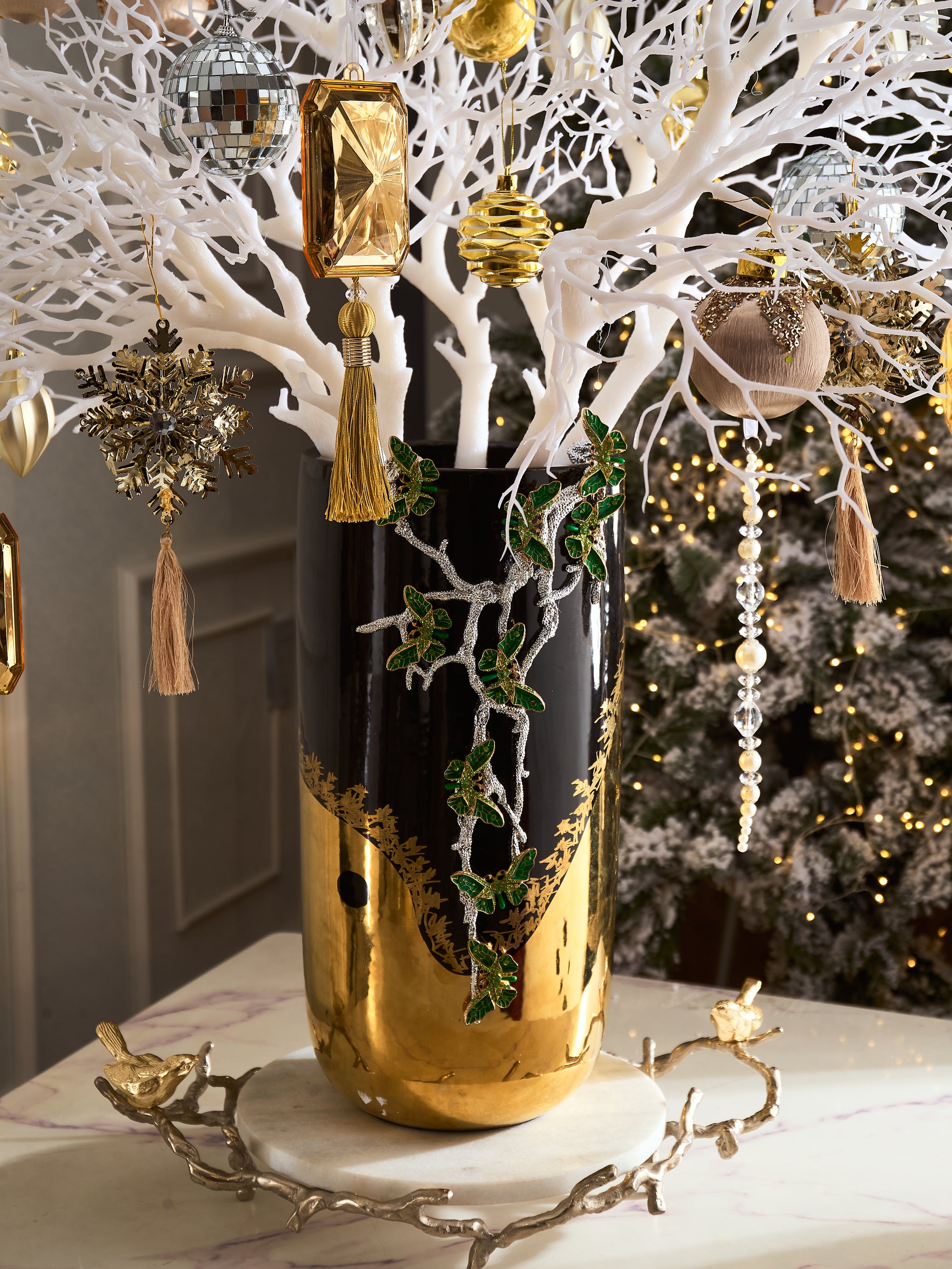 Fêtes Couture – Set Bình Hoa Christmas L’Arbre Noir Doré Vase-CẬU HAI HOME DECOR