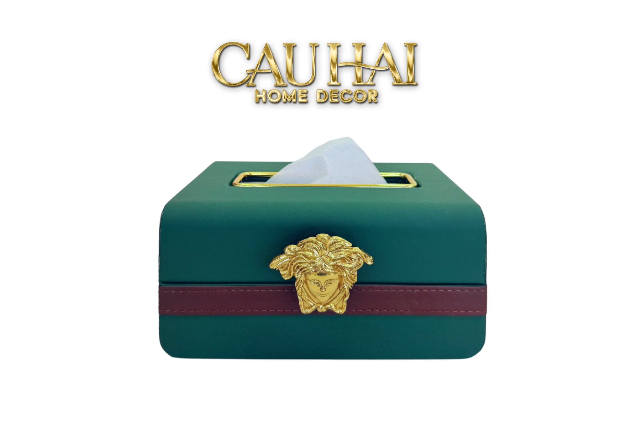 HỘP KHĂN GIẤY LUX VERIDANT LEATHER  - MEDUSA SPÉCIALE ÉDITION