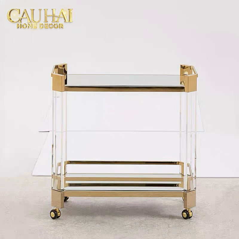 Maison Couture - Xe Đẩy Quầy Bar / Bar Cart Christian Trolley Acrylic Modernist D'Or