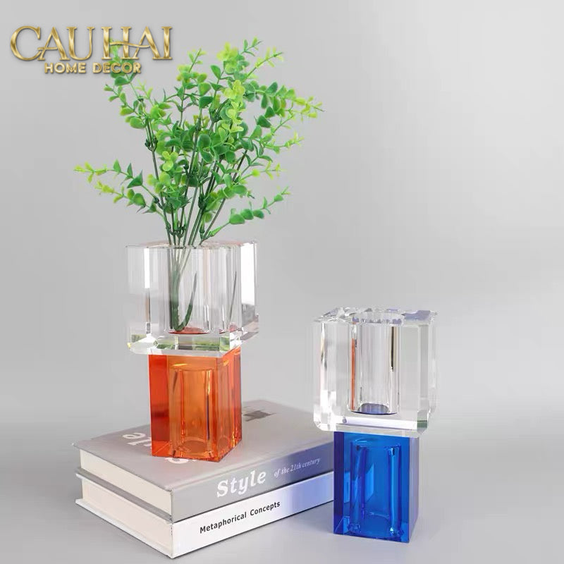 Maison Couture - Bình Hoa Pha Lê Atelier Émeraude Crystal Geometric Vessel 10x19