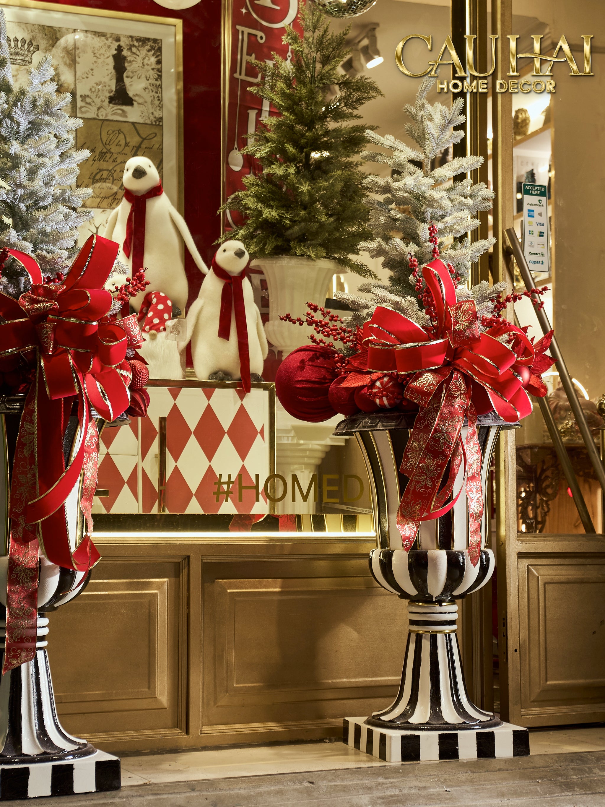 Fêtes Couture - Cặp Chậu Thông Les Jardinières Harlequin Rouge 170-CẬU HAI HOME DECOR