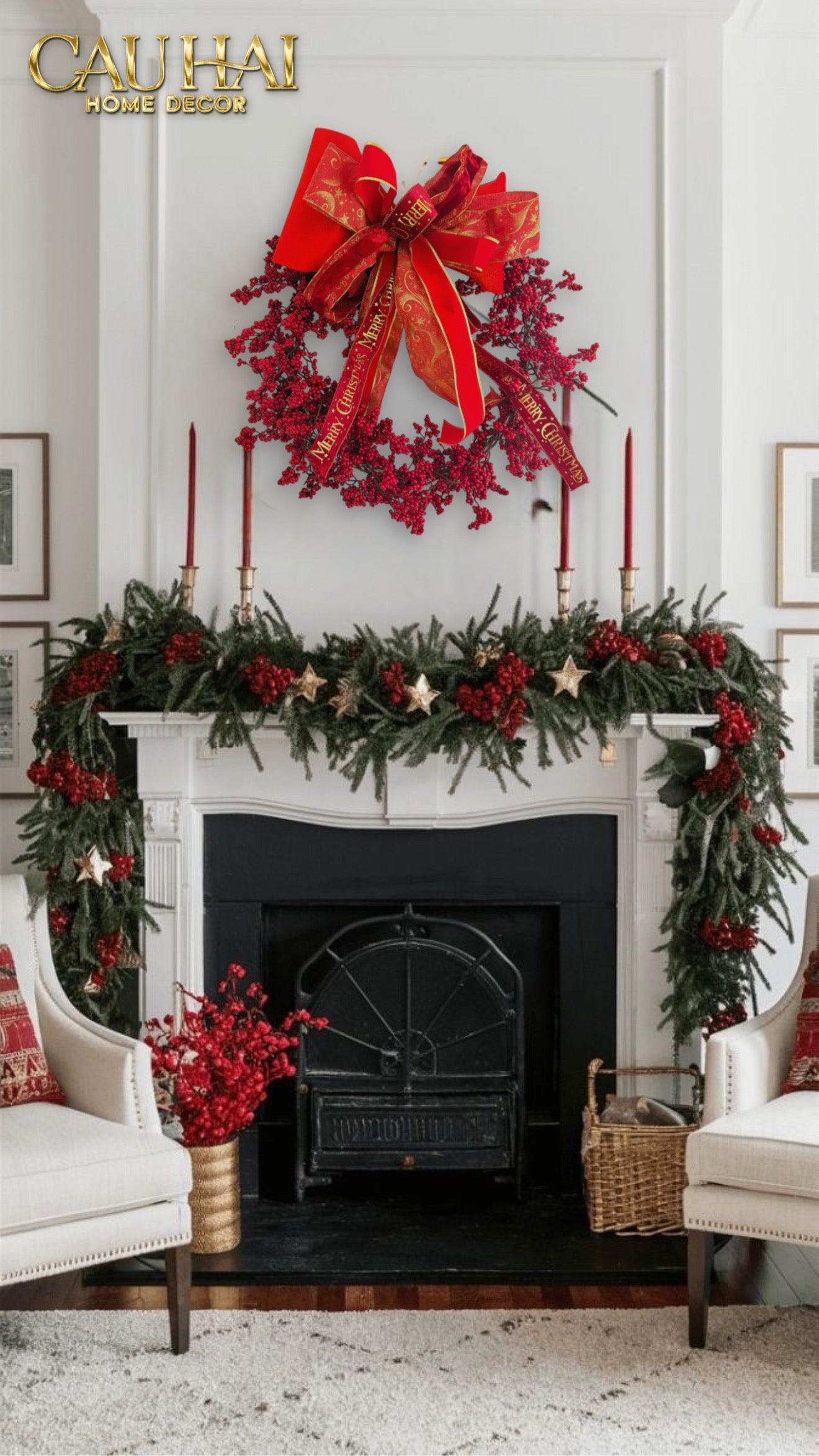 Fêtes Couture - Vòng Giáng Sinh Winterberry Royale Wreath 80Cm-CẬU HAI HOME DECOR