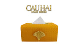 HỘP KHĂN GIẤY DA ĐAN  WOVEN MUSTARD