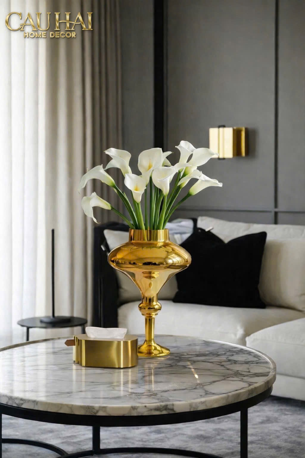 Maison Couture -  Bình Hoa Thuỷ Tinh  Mạ Vàng Calice d’Or Lacquered 40