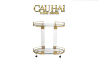 Maison Couture - Xe Đẩy Quầy Bar Oval 2 Tầng Kính Acrylic L’Arc Doré