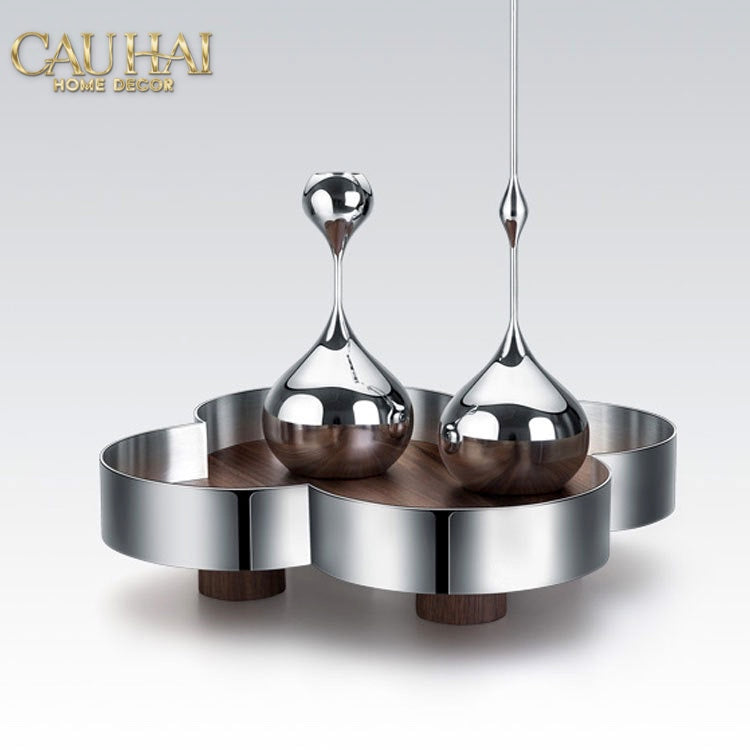Khay Gỗ Viền Inox Louis Monogram Quatrefoil Heritage