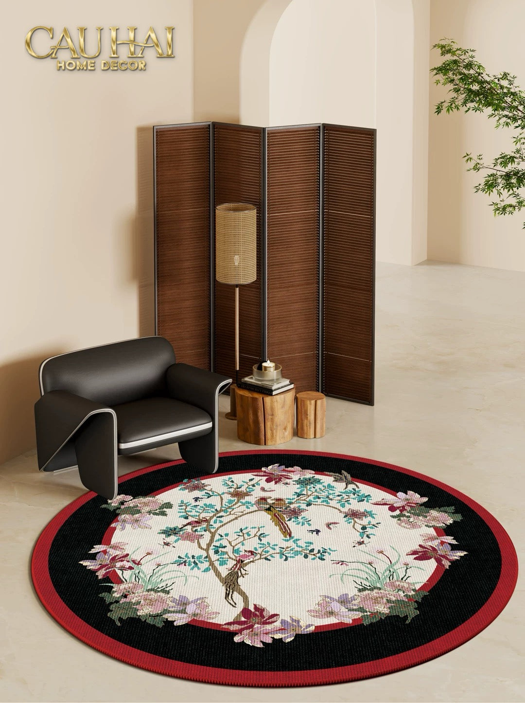 Thảm Tròn Nhung Bỉ D160 - Nocturne Avian Impériale Rectangular-CẬU HAI HOME DECOR