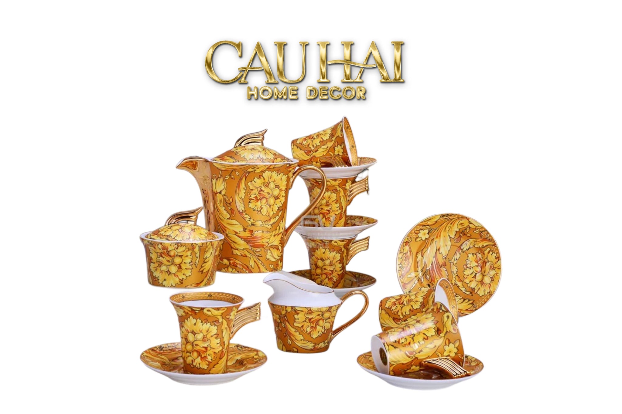 Maison Couture - Set Bình Trà / Cà Phê 15pcs Signature Barocco Gold  Spéciale Tea/Coffee Set