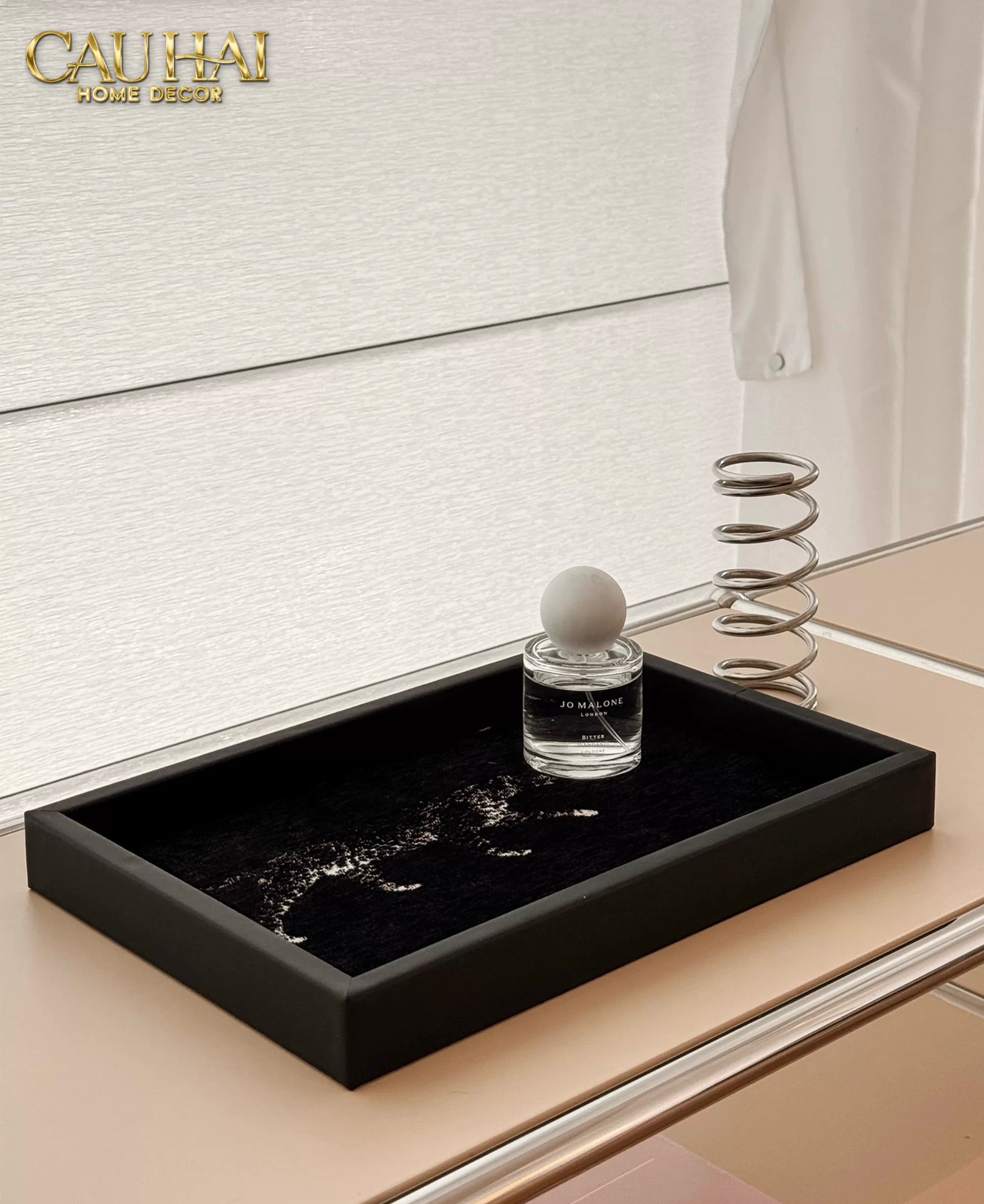 KHAY GỖ TWEED LUX LEATHER NOCTURNAL PANTHER 30X40