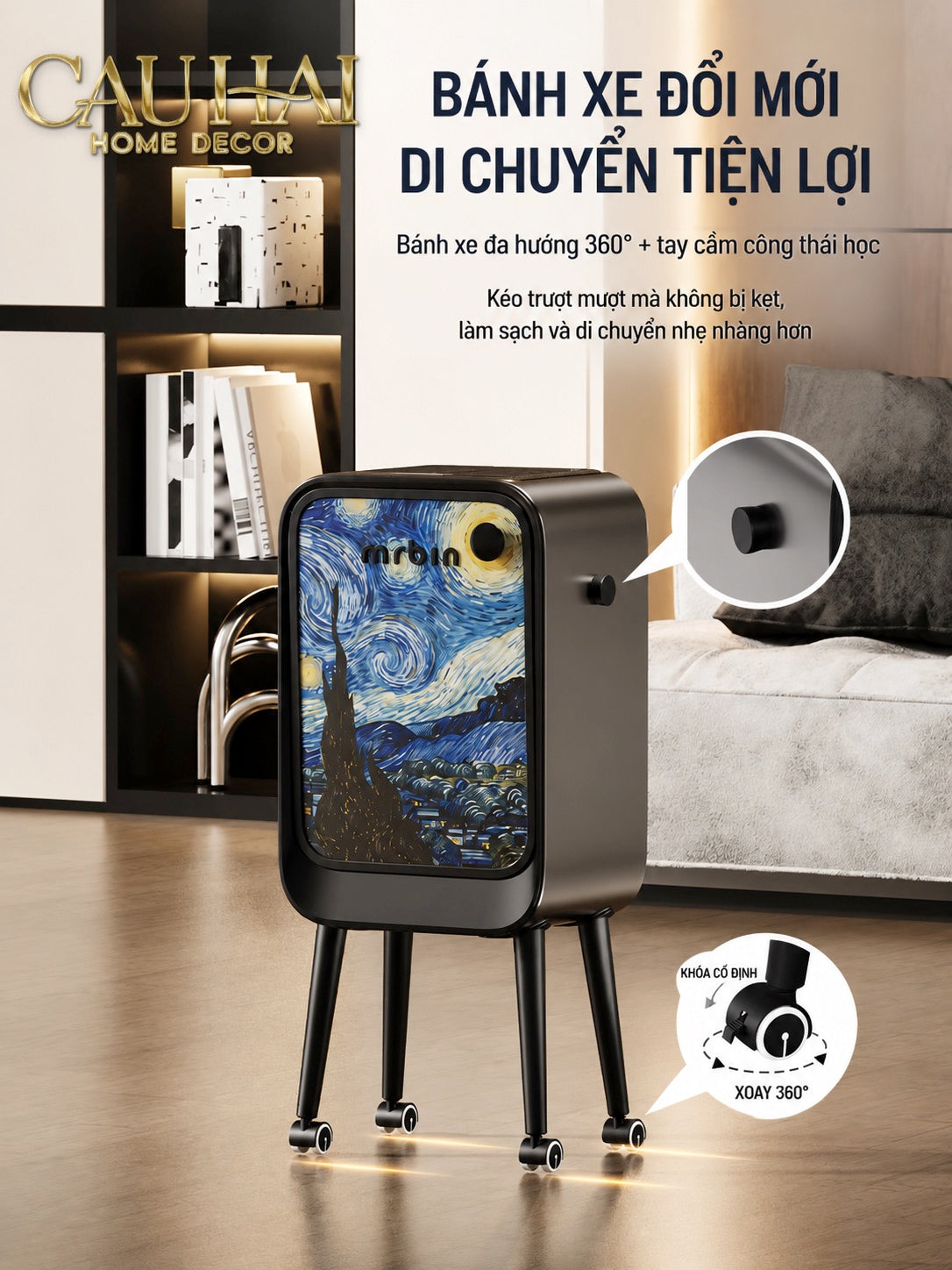 Maison Couture - Thùng Rác Mr Bin Automatic TV Van Gogh Version Limited 20L 31.4x65